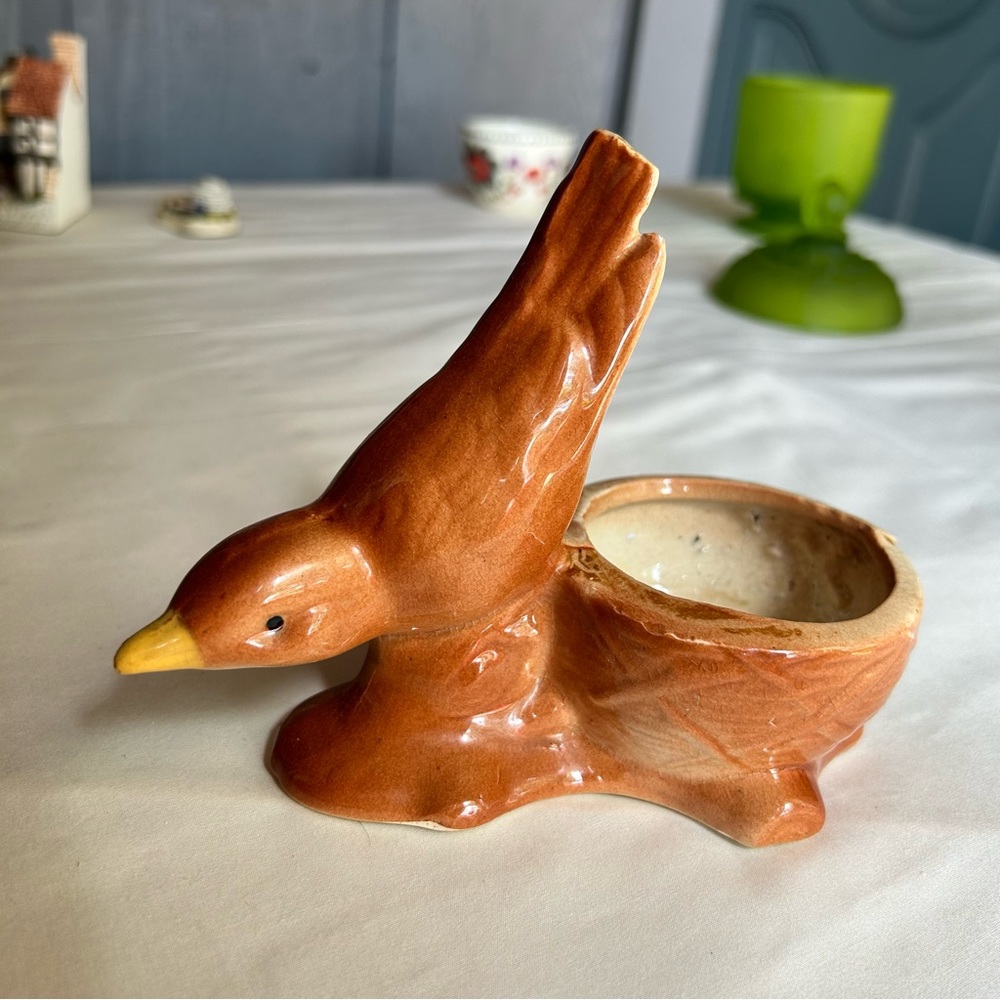 Vintage Morton Pottery Sparrow Song Bird Bird Planter Spring Decor